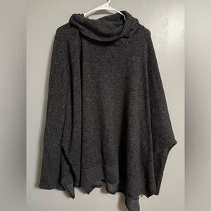 Zenana Outfitters Dark Gray Poncho Sweater